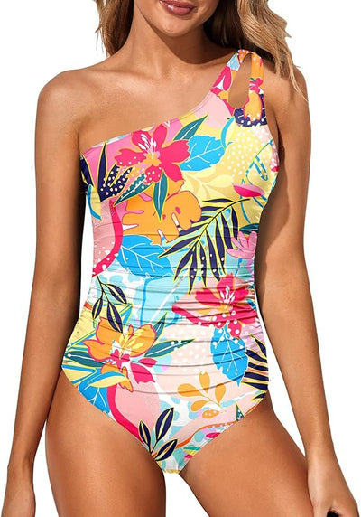Tummy Control One-Shoulder Swimsuit