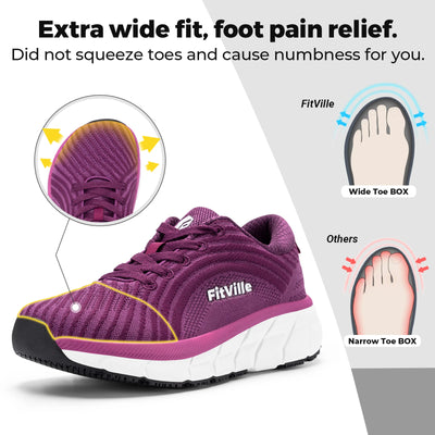 FitVille Wide Toe Box Shoes For Women Breathable Extra Wide Running Shoe Lightweight for Swollen Feet with Cushioned Relief Pain