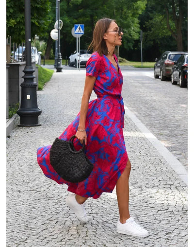 Lina | Floral V-Neck Split Maxi Dress