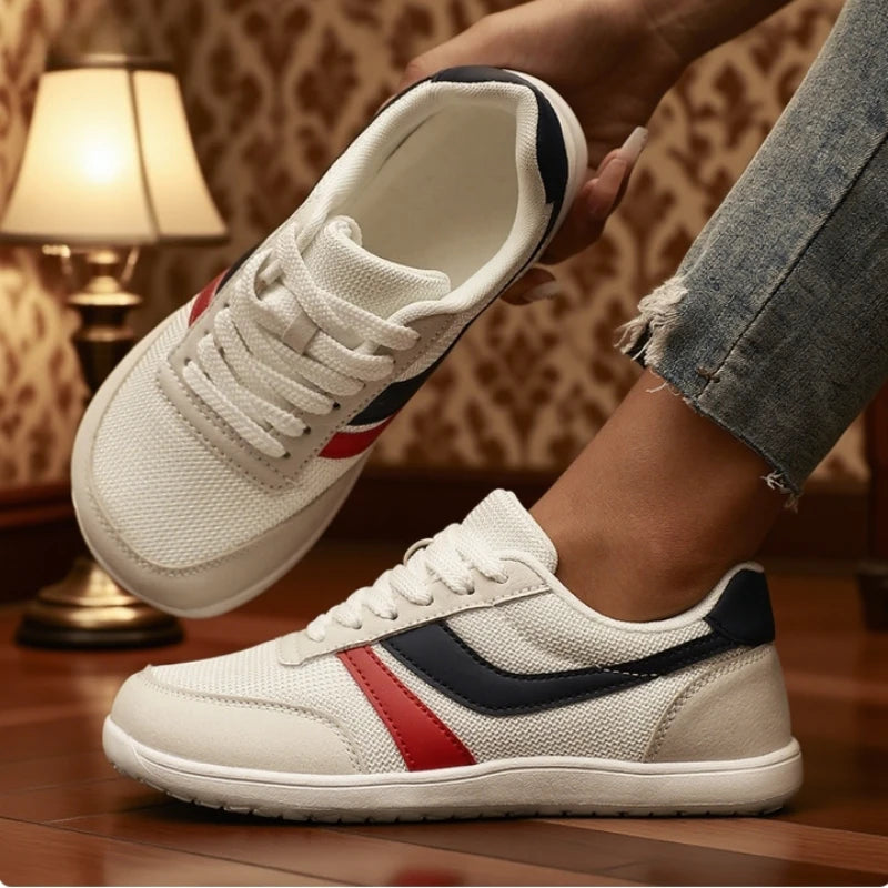 Zapatos de punta ancha para mujer, zapatillas de deporte descalzas, informales, anchas, de lona a la última moda, zapatos planos negros, zapatos para correr de malla transpirable