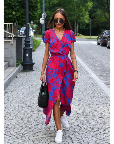 Lina | Floral V-Neck Split Maxi Dress