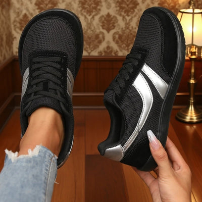 Zapatos de punta ancha para mujer, zapatillas de deporte descalzas, informales, anchas, de lona a la última moda, zapatos planos negros, zapatos para correr de malla transpirable