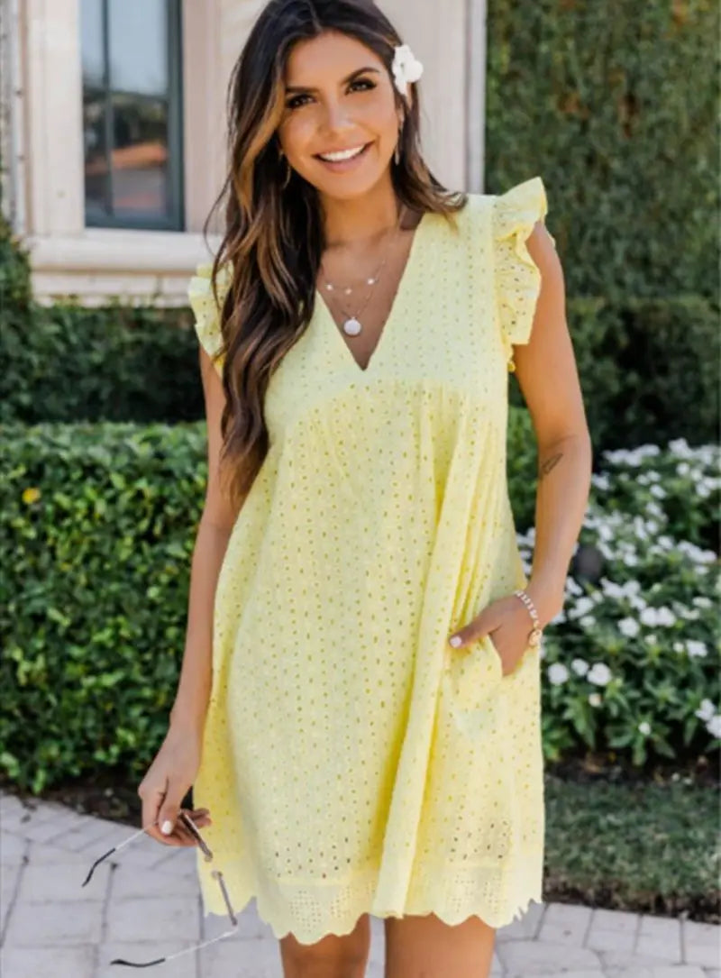 Eviora Luxe |  V-Neck Summer Dress