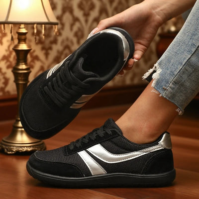 Zapatos de punta ancha para mujer, zapatillas de deporte descalzas, informales, anchas, de lona a la última moda, zapatos planos negros, zapatos para correr de malla transpirable