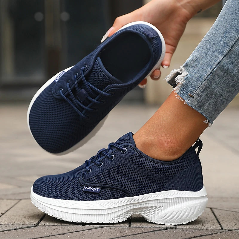 Platform Women Running Shoes Breathable Comfortable Outdoor Camping Running Shoes Minimalist Wide Last Soft Sole Tennis Sneakers