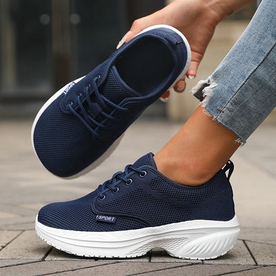 Platform Women Running Shoes Breathable Comfortable Outdoor Camping Running Shoes Minimalist Wide Last Soft Sole Tennis Sneakers