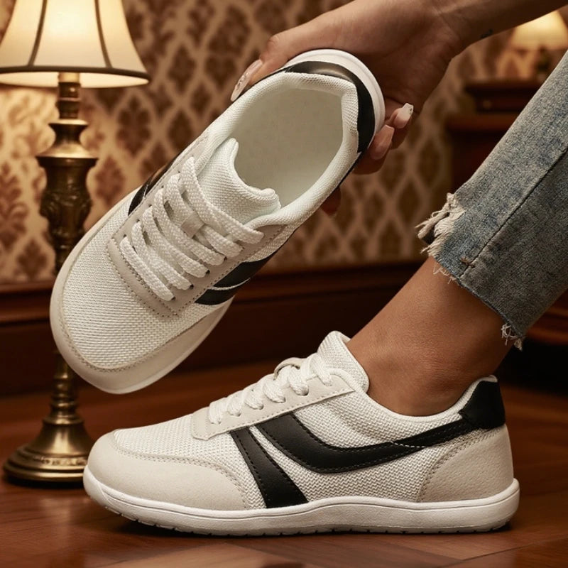 Zapatos de punta ancha para mujer, zapatillas de deporte descalzas, informales, anchas, de lona a la última moda, zapatos planos negros, zapatos para correr de malla transpirable