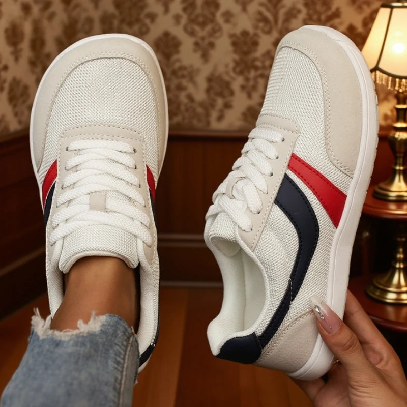 Zapatos de punta ancha para mujer, zapatillas de deporte descalzas, informales, anchas, de lona a la última moda, zapatos planos negros, zapatos para correr de malla transpirable