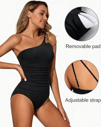 Tummy Control One-Shoulder Swimsuit